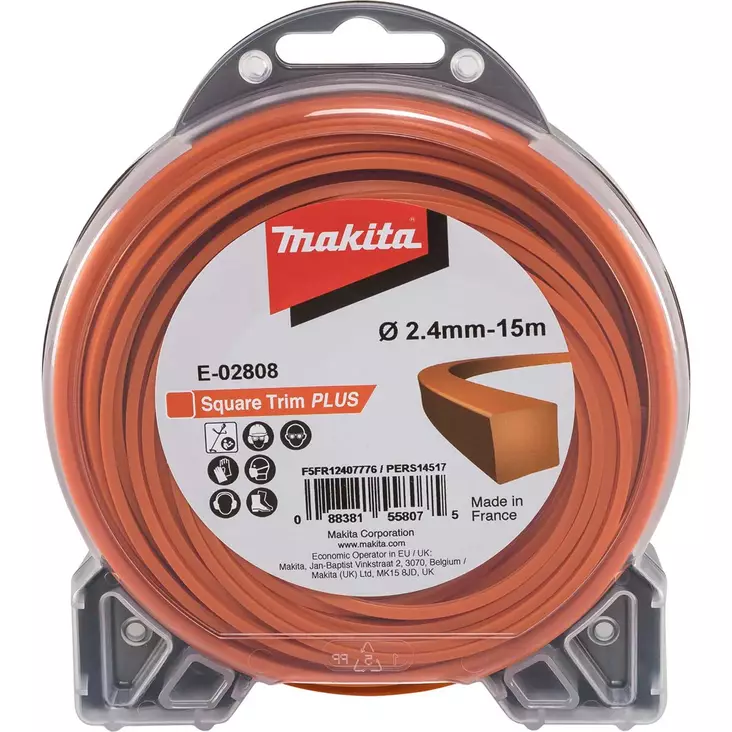Makita trimmerin siima 2,4mm 15m neliö e 02808 - Trimmerin siimat ja siimapäät - 088381558075 - 1