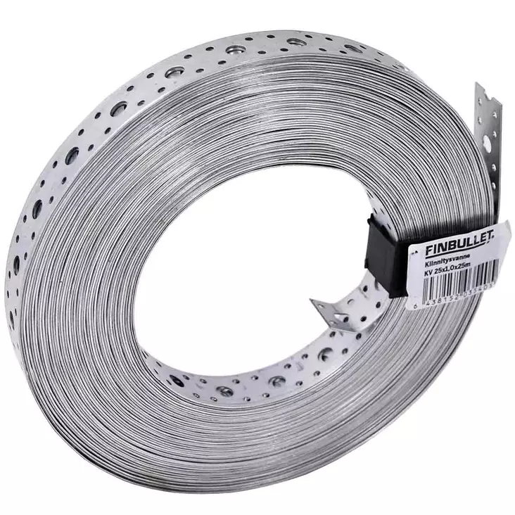 Reikänauha 25x1,0mm galvanoitu kiinnitysvanne rullassa - Kulmaraudat ja kiinnityslevyt - 6438152035405 - 1