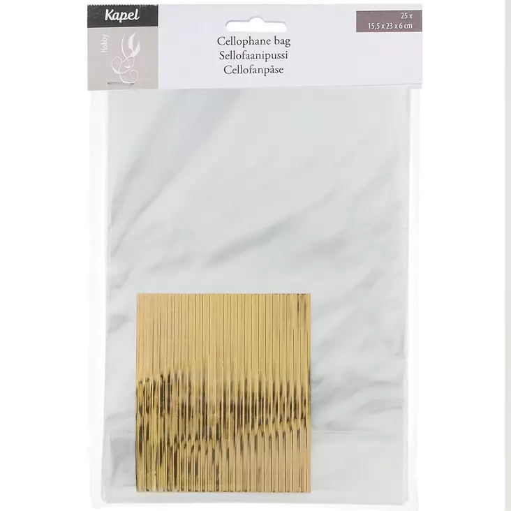 Sellofaanipussi 15,5 x 23 cm 25 kpl + sulkijat - Paketointi - 6410416259925 - 1