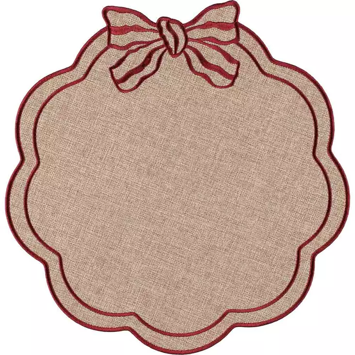 Jouluinen pöytätabletti Rusetti 38 cm beige punainen - Joulutekstiilit ja asusteet - 6410416577715 - 1