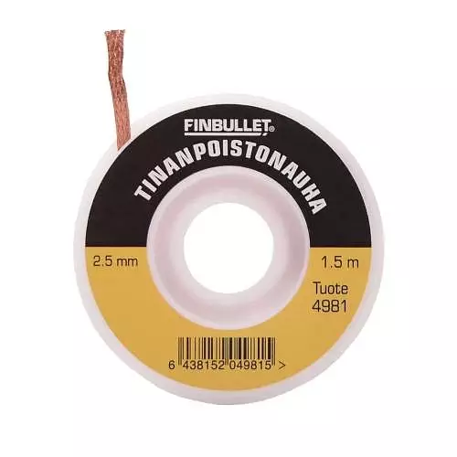 Tinanpoistonauha 2,5 mm x 1,5 m - Juotostinat ja juotostarvikkeet - 6438152049815 - 1