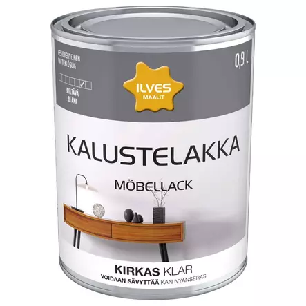 Ilves kalustelakka kiiltävä kirkas 0,9l voidaan sävyttää - Talomaalit - 6430026950746 - 1