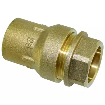 Liitin 25mm sisäkierre messinki - Putken jatkoliittimet - 6438140051936 - 1