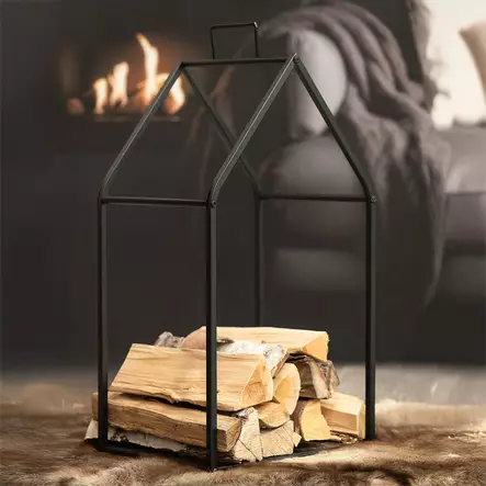 Takkapuuteline kota musta - Puunkantotelineet ja takkavälineet - 6410416498256 - 2