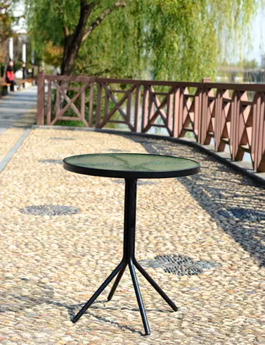 pyöreä lasipöytä terassille - Terassikalusteet - 6438168084336 - 2