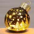 Lasinen joulupallo talvimetsä 12 cm - Pöytävalokoristeet - 6410416504346 - 2