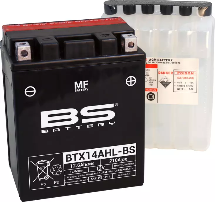 Moottoripyörän akku BS Battery BTX14AHL-BS MF (cp) 12V 12Ah - Pienkoneakut 10-30Ah - 3661451001076 - 2