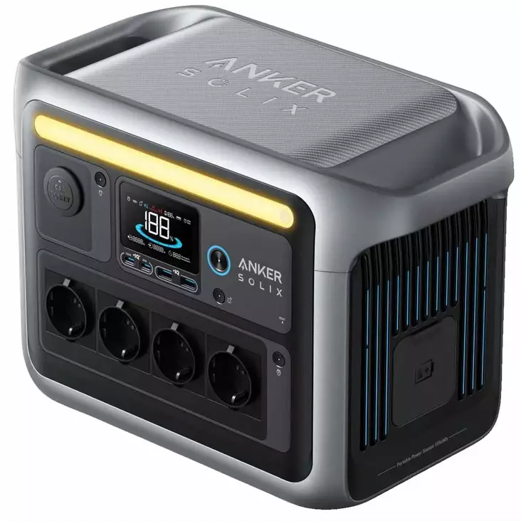 Anker solix c1000x virta asema etuviistosta, ac pistorasiat ja usb portit näkyvissä - Powerstationit ja varavirtalähteet - 194644170226 - 1