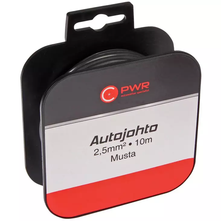 Musta autojohto 2,5mm2 10m c pwr - Kaiutinjohdot ja virtakaapelit - 6438255923296 - 1
