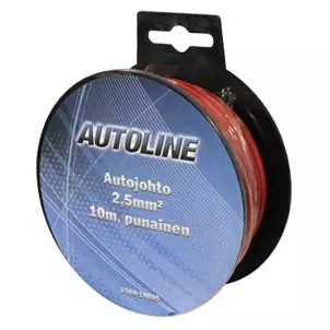 autojohto 10m 2,5mm2 punainen - Kaiutinjohdot ja virtakaapelit - 6438255190056 - 1