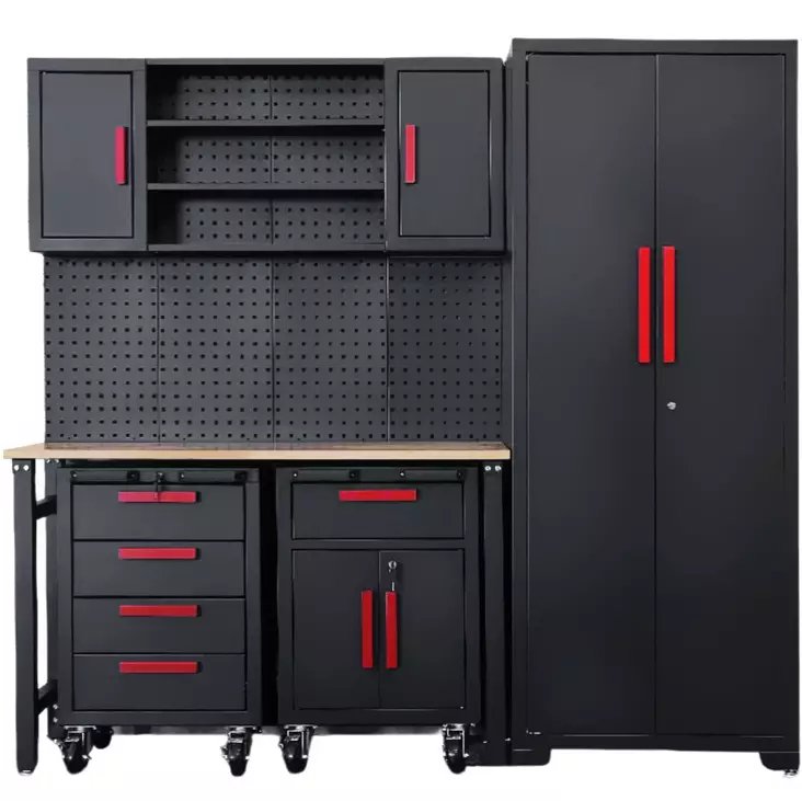 Autotallin kalusteryhmä garage pro, pulverimaalattu teräskalusto - Työkaluvaunut ja korjaamokalusteet - 6438168113166 - 1