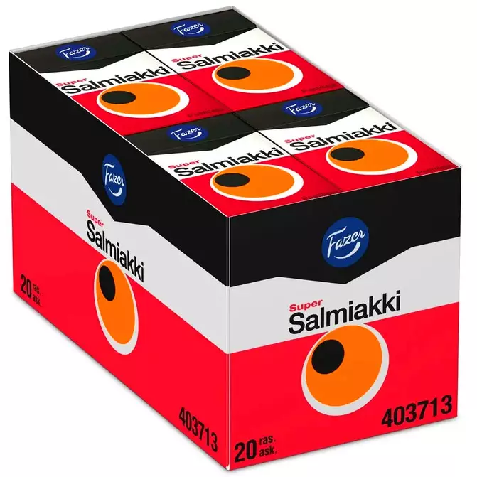 Super salmiakki laatikollinen 20 x 38 g - Pastillit ja purukumit - 6411404037136 - 1