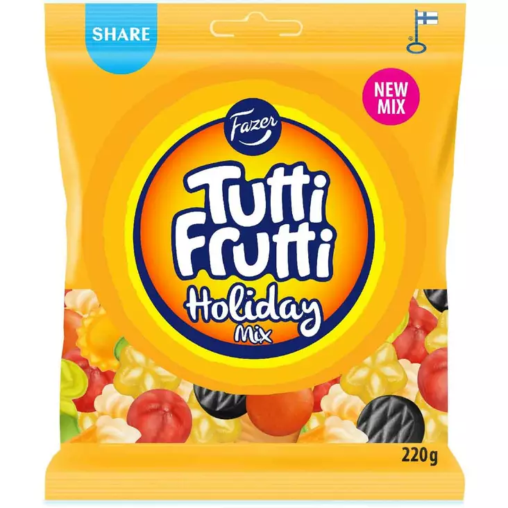Fazer tutti frutti holiday mix 220g karkkipussi - Karkkipussit - 6416453051416 - 1