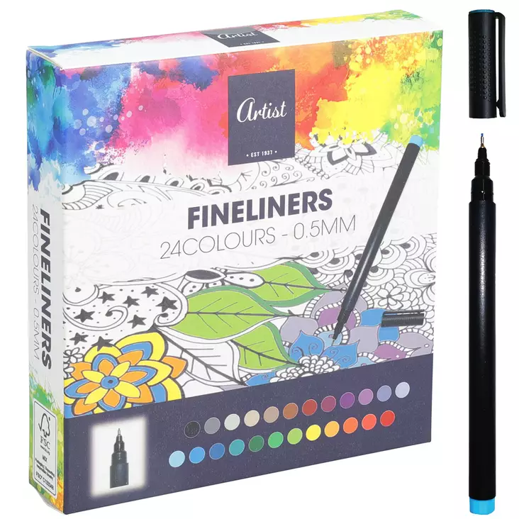 Tarkat fineliners tussit 24 kpl väriä - Tussit, kynät ja kynäharpit - 8721037839846 - 1