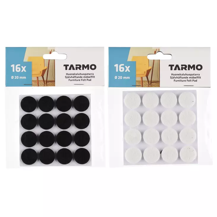 pyöreä huonekaluhuopa msuta ja valkoinen 20mm - Huopatarrat - 6410413306516 - 1