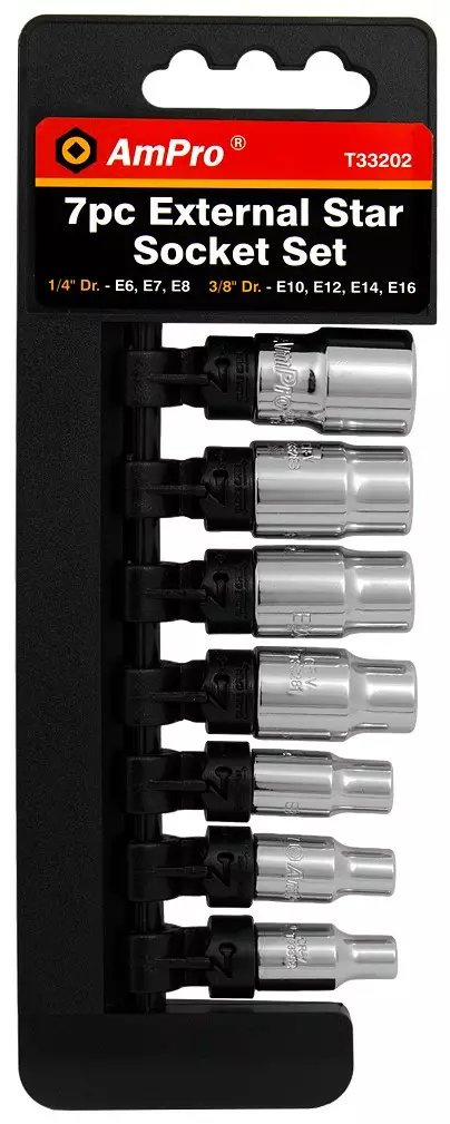 Hylsysarja 1/4"-3/8" Torx-E - Hylsyt ja konehylsyt - 795609332026 - 2
