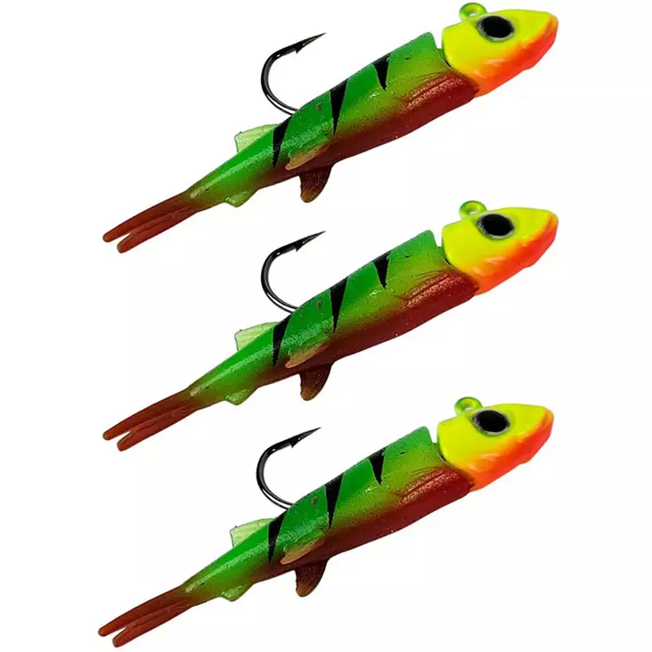 Puru jigi haarapyrstöllä ja pikkukalan pään muotoisella jigipäällä - Jigipää pilkit - 6430079384956 - 2