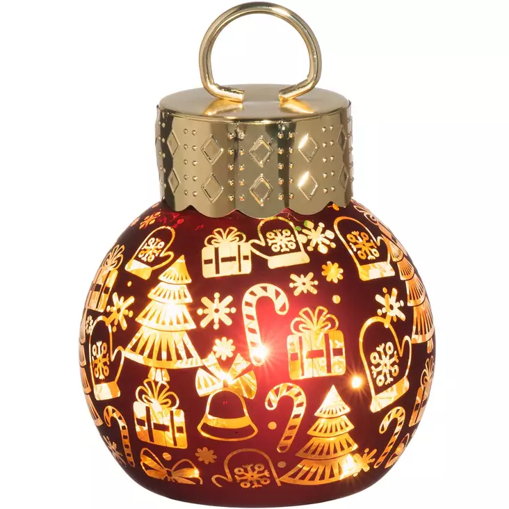 Winteria joulupallo led valolla 10 cm lahjat - Pöytävalokoristeet - 6410416504186 - 1