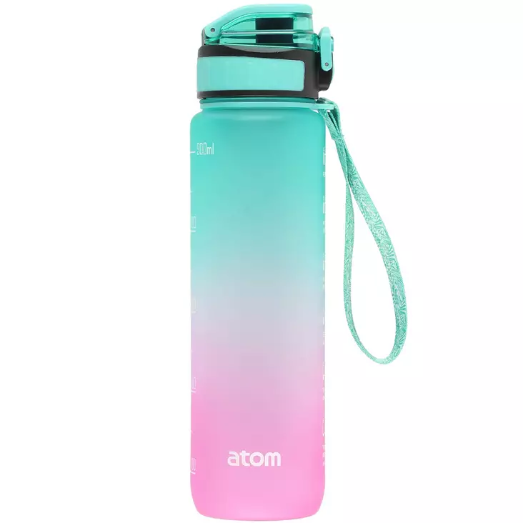 Turkoosi 1l juomapullo pinkki iso vesipullo kantohihnalla waterbottle - Juomapullot ja urheilukassit - 6410416240206 - 1