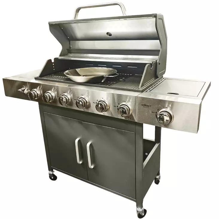 Kaasugrilli patiolle ja kesäkeittiöön grillaukseen kuusi poltinta ja sivukeitin - Kaasugrillit - 6438168119526 - 1