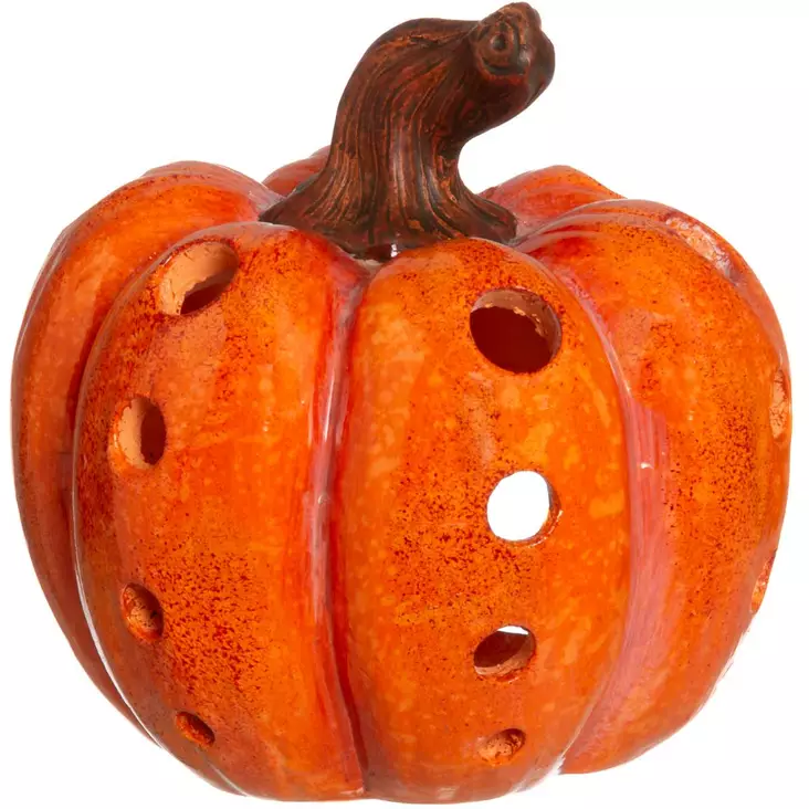 Kynttilälyhty kurpitsa oranssi 13 cm - Kynttilänjalat ja tuikkukipot - 6410416504766 - 1