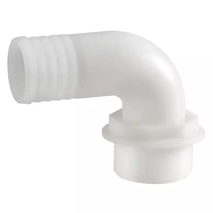 valkoinen letkuliitin vesisäiliöön 4x38mm 90 asteen kulma - Veneen läpiviennit ja putkiosat - 8033137157516 - 1