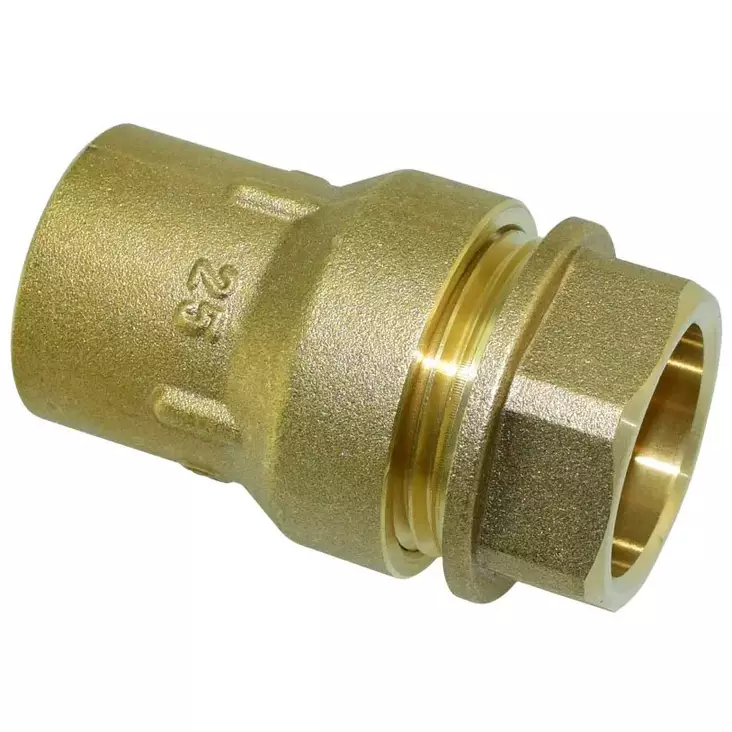 Liitin 25mm sisäkierre messinki - Putken jatkoliittimet - 6438140051936 - 1