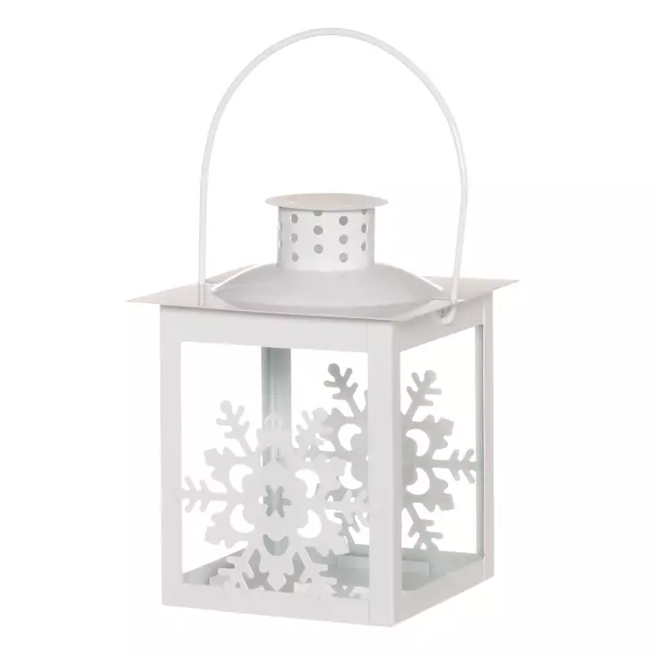 Valkoinen lyhty 16 cm talveen - Lyhdyt - 6410413329836 - 1