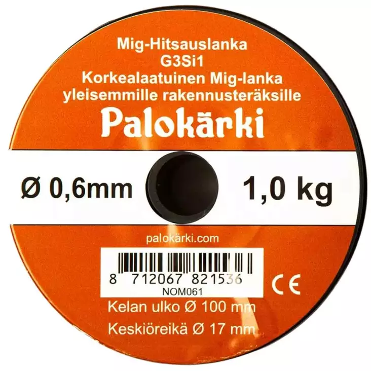 Palokärki mig hitsauslanka g3si1 0,6mm 1kg - Mig-hitsauslangat ja hitsaussuuttimet - 8712067821536 - 1