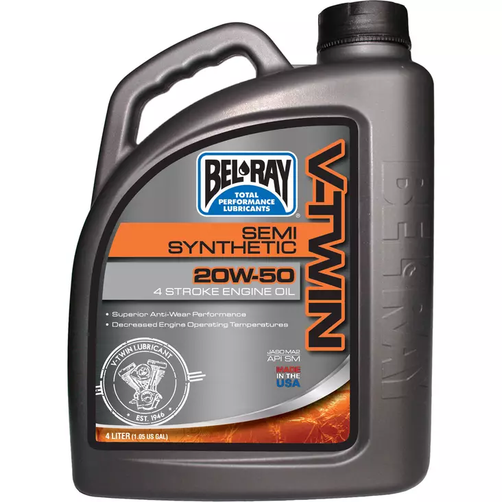 Moottoriöljy Bel-Ray V-Twin 20W-50 puolisynteettinen 4L - 4-tahti öljyt - 690509401356 - 2