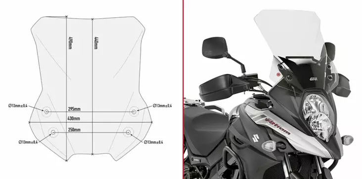 Moottoripyörän tuulilasi 650 V-Strom 17- Givi - Moottoripyörän tuulisuojat ja visiirit - 8019606218506 - 2