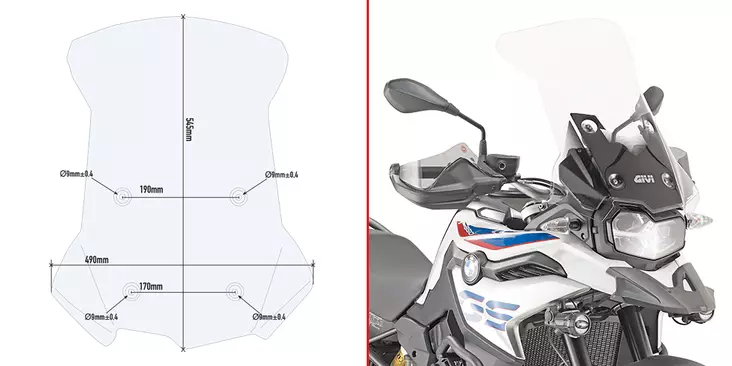 Moottoripyörän tuulilasi Givi BMW F850GS 2018- - Moottoripyörän tuulisuojat ja visiirit - 8019606238306 - 2