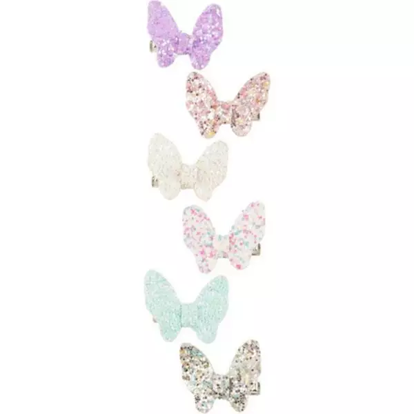 Pinni rusetti ibero 6 kpl perhosen muotoiset glittersoljet lapsille - Hiuslenkit, pinnit ja korut - 6413890042496 - 1