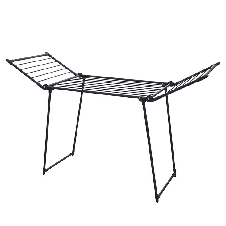 Musta pyykkiteline siivekkeillä - Pyykinkuivaustelineet ja pyykkikorit - 5701390581746 - 1