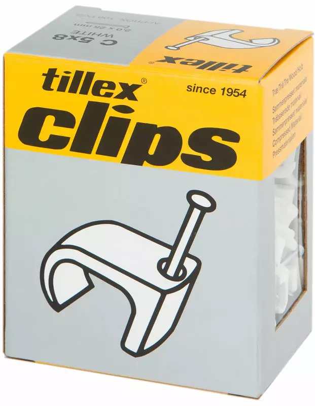 Tillex naulakiinnike 5x8 C V2x25 100kpl - Johdonsuojat ja johdon kiinnitystarvike - 5701925103276 - 1