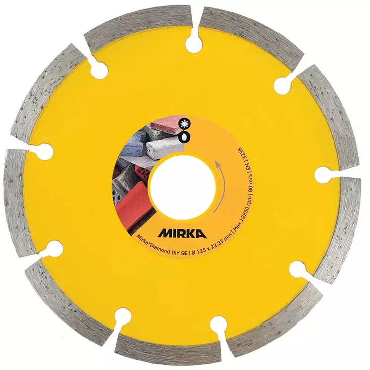 Mirka diamond diy se timanttilaikka 125mm keltainen, segmentoitu timanttireuna näkyvissä - Timanttilaikat ja betonihiomalaikat - 6416868941616 - 1