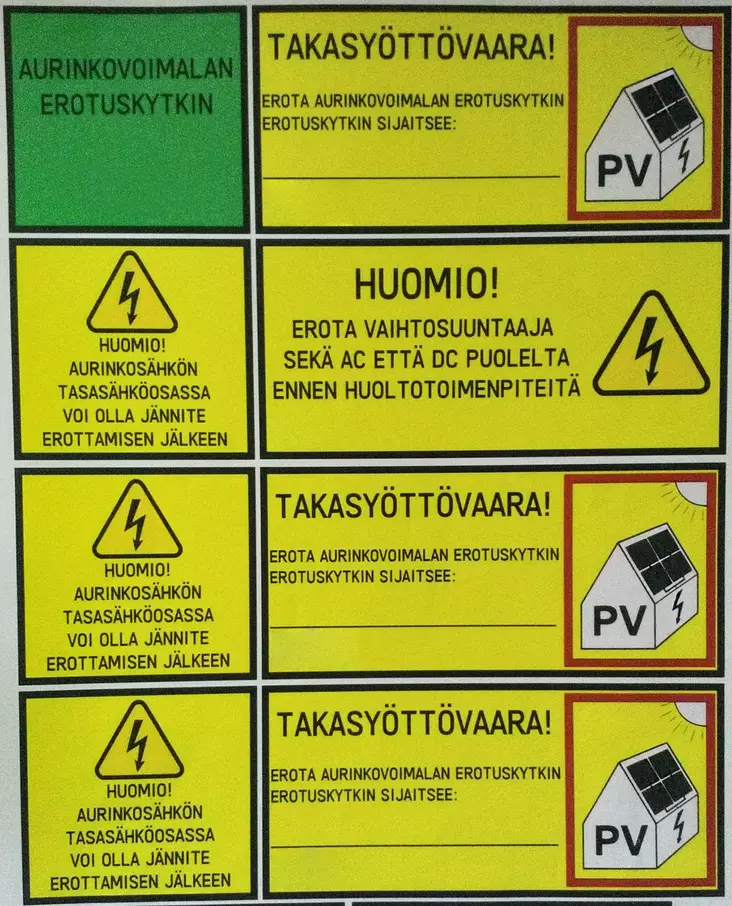 varoitustarra merkintätarra aurinkosähkö - Opasteet ja varoituskyltit - 6438056267926 - 1