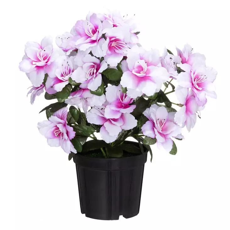 Atsalea violetti valkoinen ruukussa - Tekokasvit ja tekokukat - 6410416529677 - 1