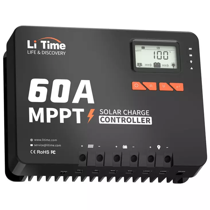 Aurinkopaneelisäädin 60a bluetooth litime mppt - Aurinkopaneelin lataussäätimet - 6438471345407 - 1