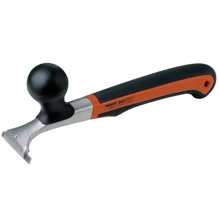 Bahco 65mm maaliskrapa etunäkymä, kaksikomponenttinen kahva ja kovametalliterä näkyvissä - Maalinpoisto - 7311518221607 - 1