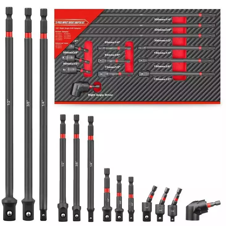 Timco jatkovarsisarja ruuvivääntimeen 13 osainen - Porakonehylsytarvikkeet - 6438014392547 - 1