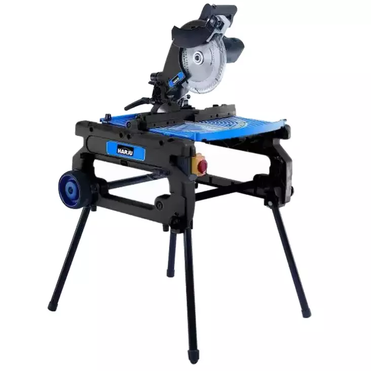 Kääntöpöytäsirkkeli 1800w etunäkymä pöytäsaha asennossa, 254mm terä näkyvissä - Pöytäsirkkelit ja käsisirkkelit - 6438140345707 - 1