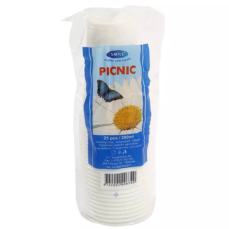 Kertakäyttömuki 200ml - Kertakäyttöruokailuvälineet ja servetit  - 14742002006347 - 1