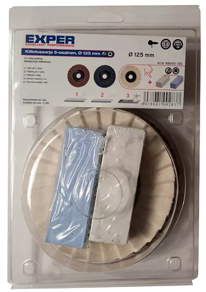 Kiillotussarja 125x22 5-osainen - Kulmahiomakonelaikat 125mm - 6438081002837 - 1