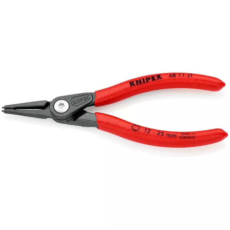 Knipex 48 11 j1 lukkorengaspihti 140mm etunäkymä, suorat kärjet näkyvissä - Lukkopihdit ja lukkorengaspihdit - 4003773048527 - 1
