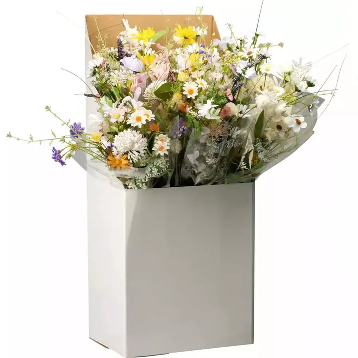 Niittyhenkinen tekokukkakimppu 68 cm maljakossa - Koristeoksat - 8721037883467 - 1
