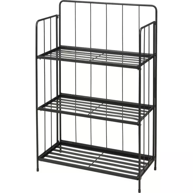 Kukkateline verona musta metallinen kolmella hyllytasolla - Kukkatelineet ja kukkatasot - 8720573137577 - 1