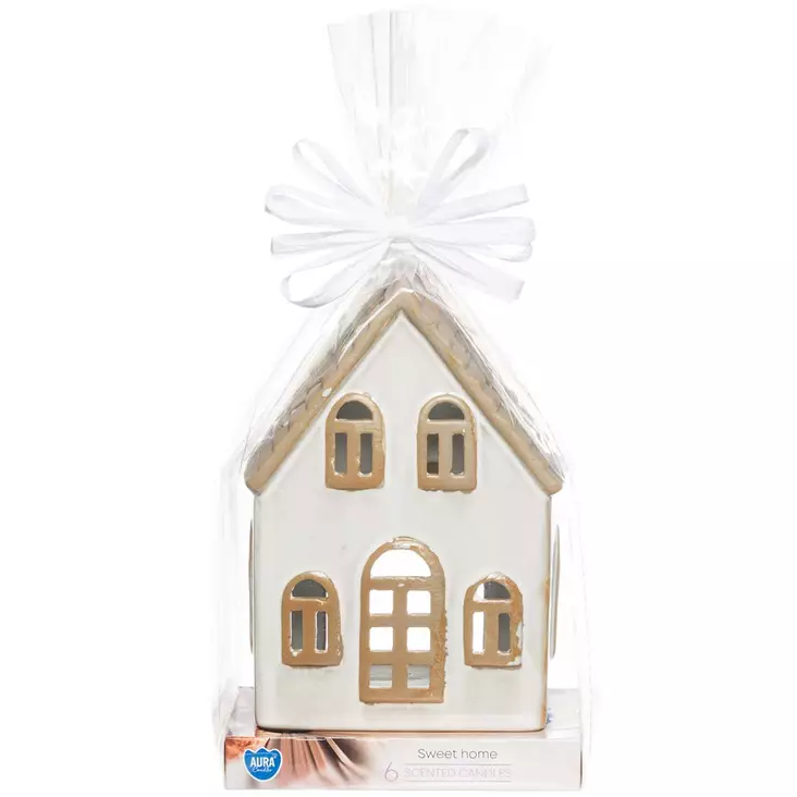 Valkoinen talolyhty copenhagen ja sweet home tuoksukynttilät lahjapakkauksessa - Talolyhdyt - 6410416387147 - 1