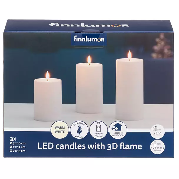 Led kynttilä 3kpl finnlumor - Led-kynttilät - 6410416374307 - 1