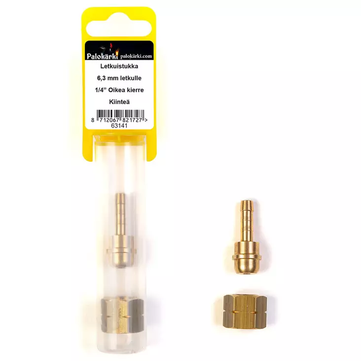 Letkuistukka 6,3mm letkulle - Tohot, paineensäätimet ja kaasuliittimet - 8712067821727 - 1